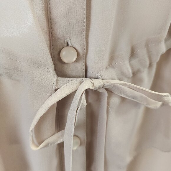 Kensie NWT Sheer Button-Down Dress With Drawstring Waist & Ruffle Hem Size 6 - Picture 10 of 16